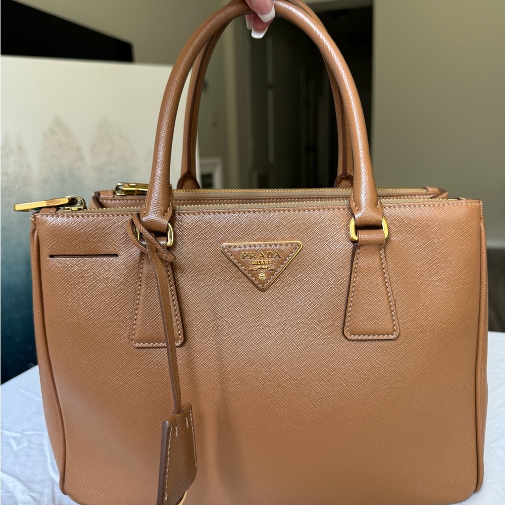 Prada Tan Galleria Double Zip